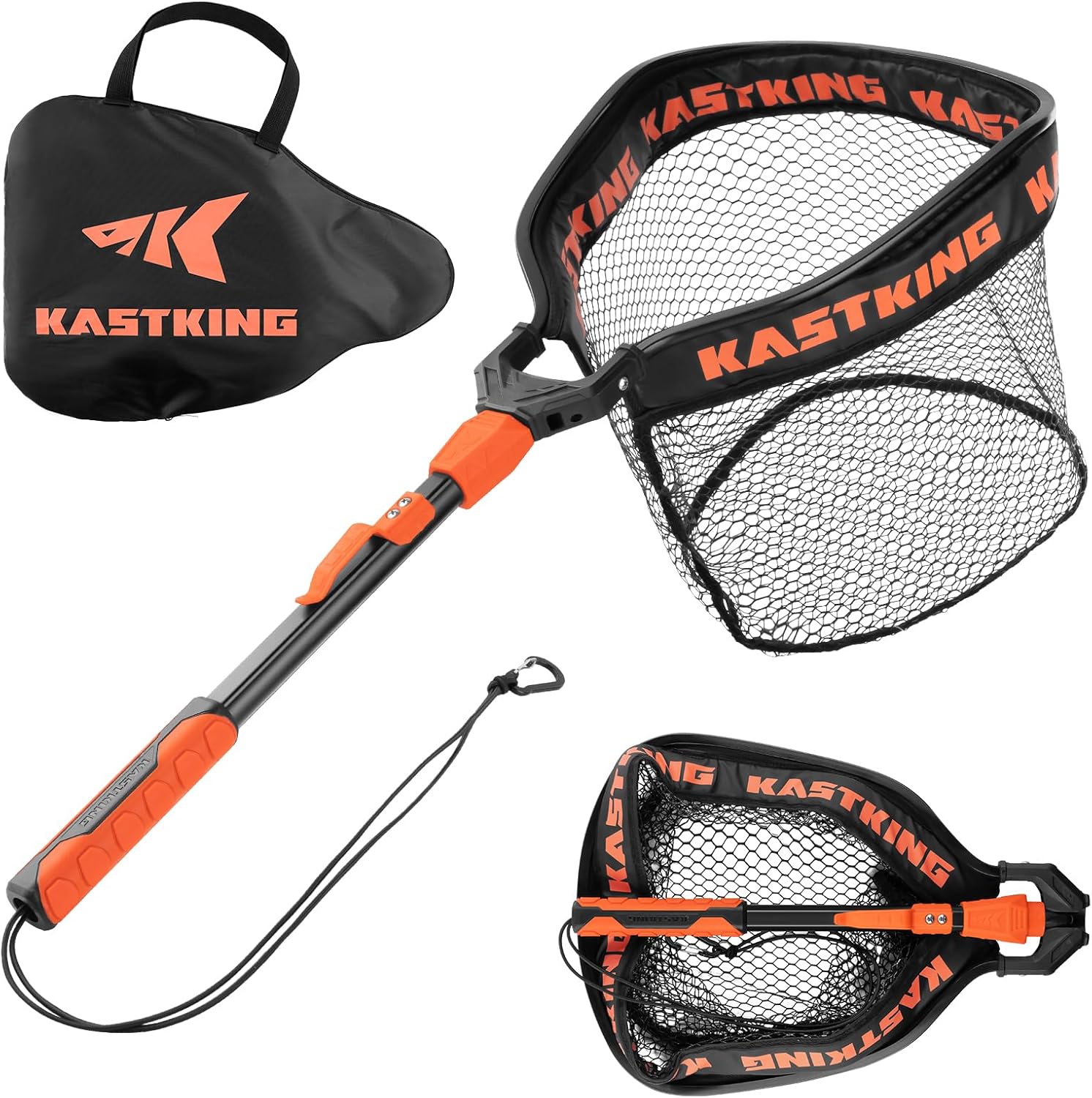 KastKing Titanet Fishing Net, Durable Aluminum Handle, Non-Slip Hi-vis Grip, Compact Storage Bag & Lanyard, Ideal for Kayak & Wading Fishing, Two Nets Options